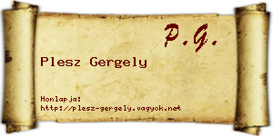 Plesz Gergely névjegykártya
